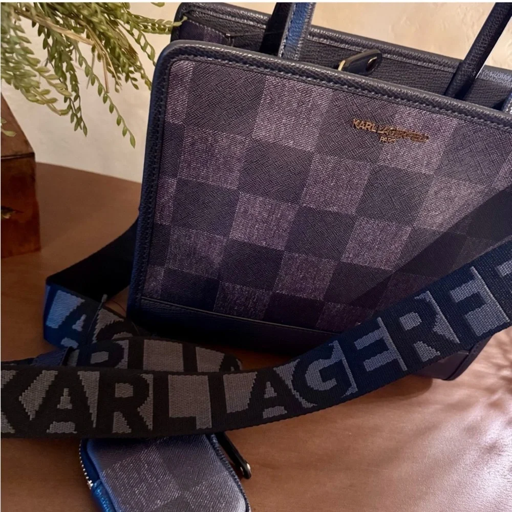 Karl Lagerfeld Navy Checkered Women's Bag NWT
